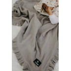 T-TOMI BIO Muslin blanket with ruffles Grey