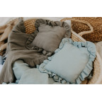 T-TOMI BIO Muslin pillow with ruffles Grey