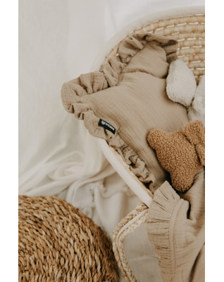 T-TOMI Muslin pillow with ruffles Beige
