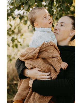 T-TOMI Knitted blanket Dark blue waves