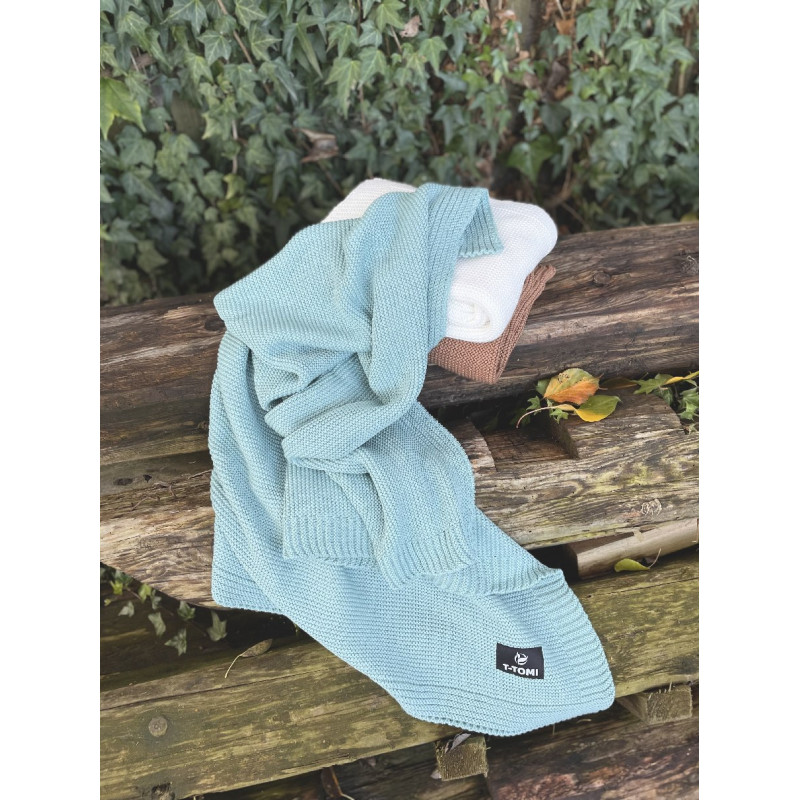 T-TOMI Knitted blanket Mint waves