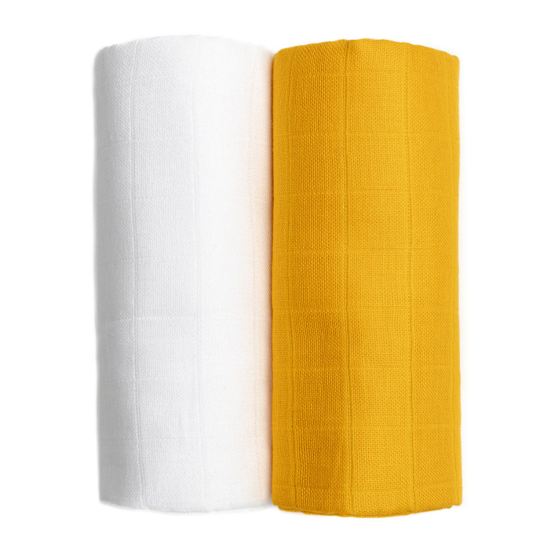 T-TOMI Cloth towels TETRA EXCLUSIVE COLLECTION White + Mustard 