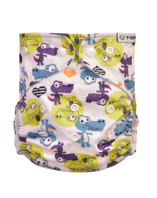 T-TOMI Pant diaper AIO - Changing set snaps Crocodiles