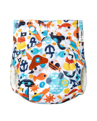 T-TOMI Pocket diaper (type AIO) - snaps Sailor