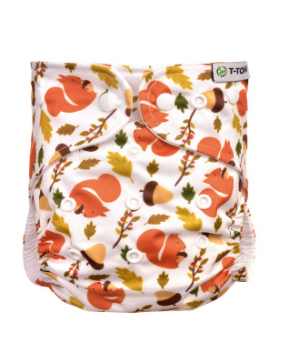 T-TOMI Pocket diaper (type AIO) - snaps Squirells