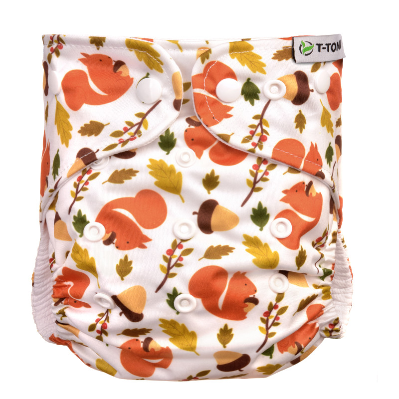 T-TOMI Pocket diaper (type AIO) - snaps Squirells