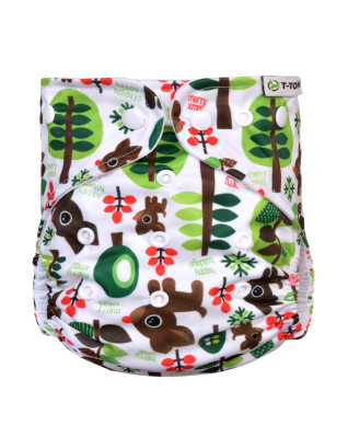 T-TOMI Pocket diaper (type AIO) - snaps Trees