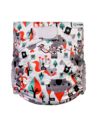 T-TOMI Pocket diaper (type AIO) - velcro Knights