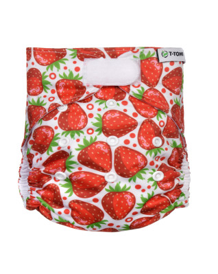 T-TOMI Pocket diaper (type AIO) - velcro Strawberries