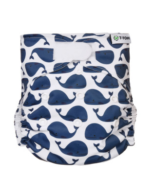 T-TOMI Pocket diaper (type AIO) - velcro Whales