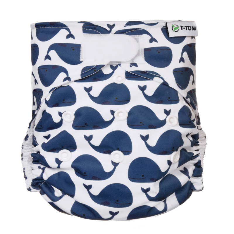 T-TOMI Pocket diaper (type AIO) - velcro Whales