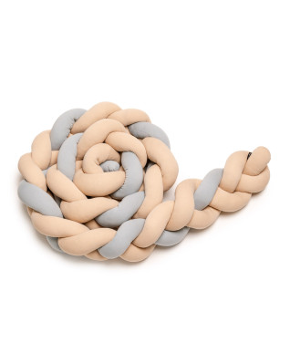 T-TOMI Braided crib bumpers 180 cm Beige + Grey
