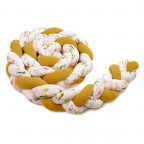 T-TOMI Braided crib bumpers 220 cm Mustard + Flowers
