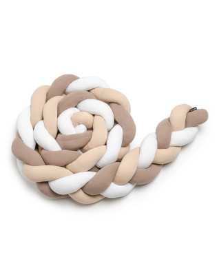 T-TOMI Braided crib bumpers 360 cm White + Beige + Mocca