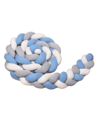 T-TOMI Braided crib bumpers 360 cm White + Grey + Blue