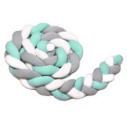 T-TOMI Braided crib bumpers 360 cm White + Grey + Mint