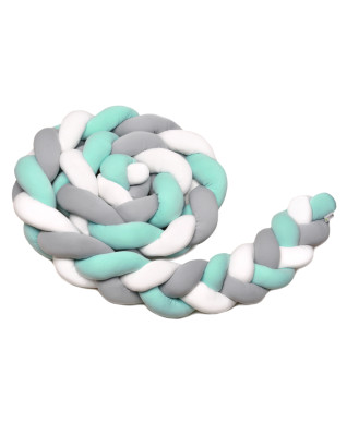 T-TOMI Braided crib bumpers 360 cm White + Grey + Mint