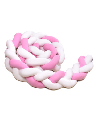 T-TOMI Braided crib bumpers 360 cm White + Pink