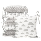 T-TOMI Pillow baby bumper White grey clouds