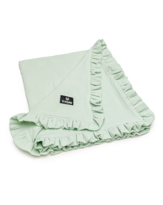 T-TOMI Muslin blanket with ruffles Mint  