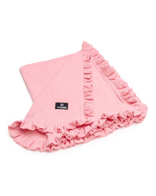 T-TOMI Muslin blanket with ruffles Pink