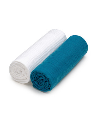 T-TOMI Muslin diapers White + Petrol