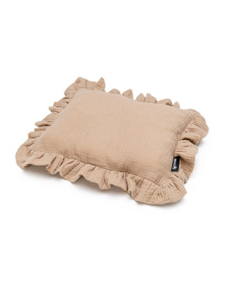 T-TOMI Muslin pillow with ruffles Beige