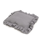 T-TOMI BIO Muslin pillow with ruffles Grey