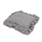 T-TOMI Muslin pillow with ruffles Grey