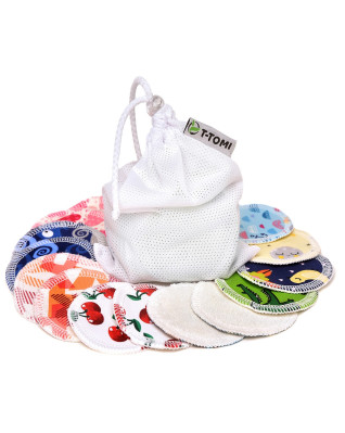 T-TOMI Makeup removal pads, set soft 2 weeks NATUR + laundry wash bag