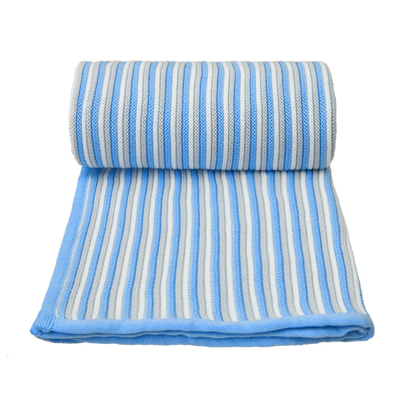 T-TOMI Knitted blanket White + Blue 
