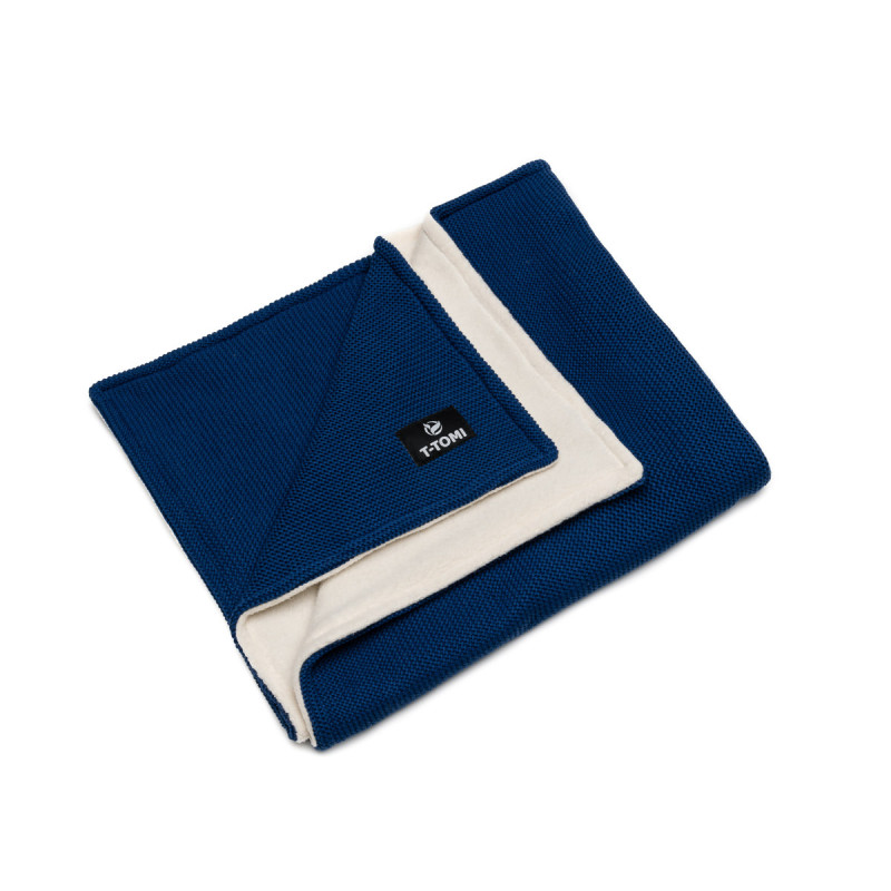T-TOMI Knitted blanket WARM Dark blue waves