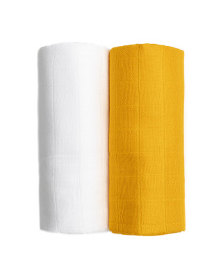 T-TOMI Cloth towels TETRA EXCLUSIVE COLLECTION White + Mustard 