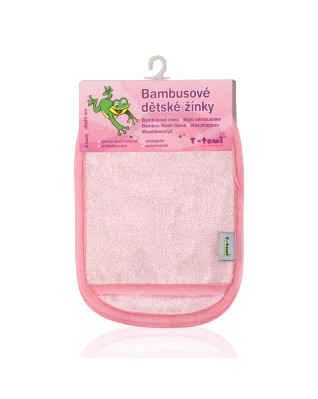 T-TOMI Bamboo baby washgloves Pink - White ST